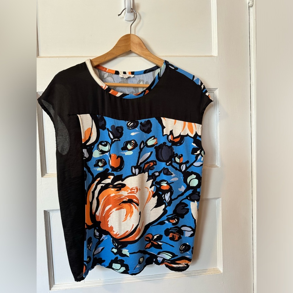 Anthropologie Weston Wear cap sleeve printed blouse medium